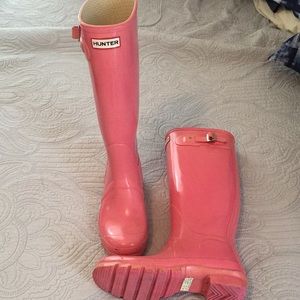 Knee high pink hunter boots